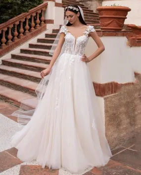 Abiti da sposa senza schienale Abiti da sposa bianchi in pizzo per le donne Principessa T