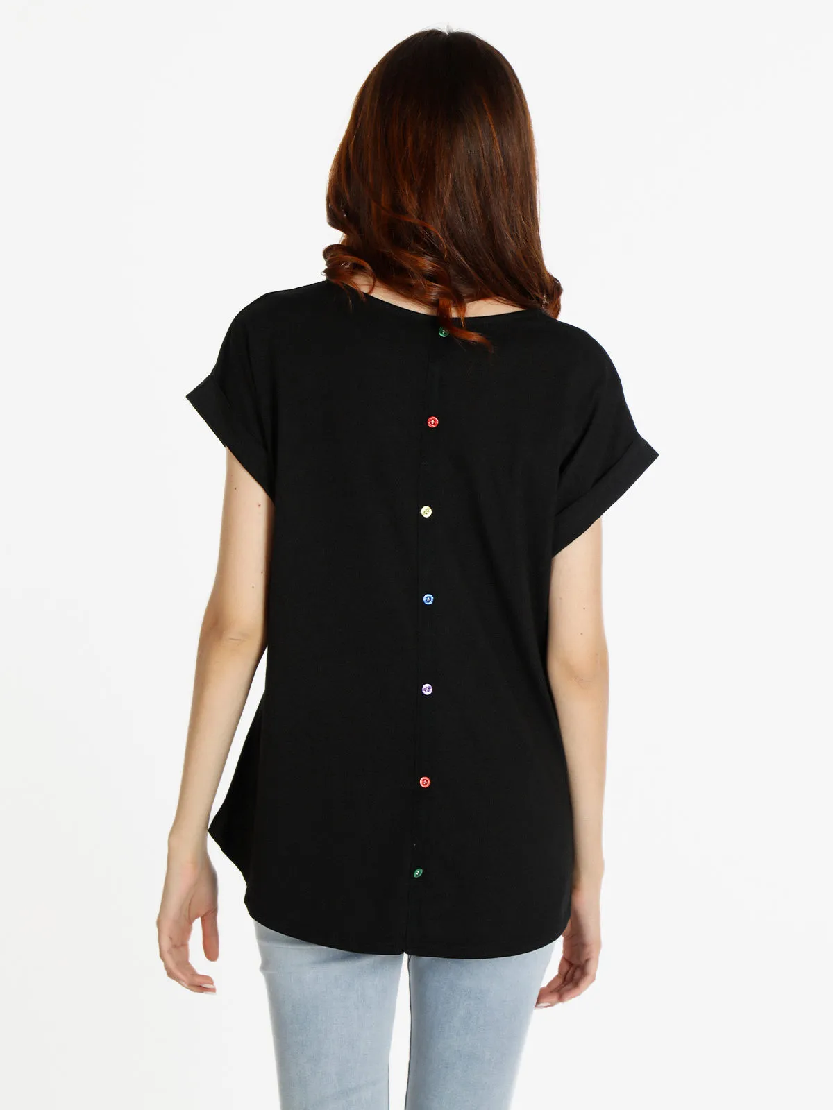 Daystar T-shirt femme manches courtes avec boutons dans le dos