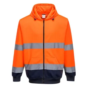 Felpa Bicolore con cappuccio e zip intera Hi-Vis