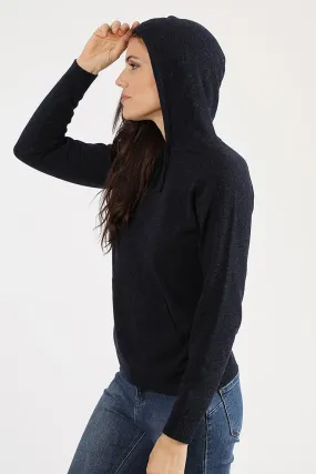 Felpa sportiva in lana da donna con cappuccio e marsupio senza zip – Felpa Tuta